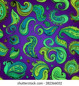 Floral traditional Indian  paisley titled background. Seamless pattern for your design.