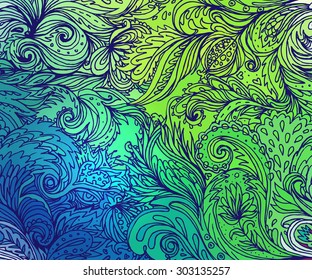 Floral traditional Indian paisley titled background. Beautiful pattern for your design.
