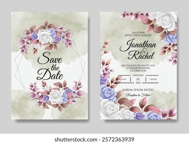 Floral and Traditional Invitation Card. Illustrator and designer. Wedding Invites, save the date, Birthday Invites, Video Invites, E-Cards.