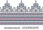 Floral traditional Ukrainian cross-stitch Embroidery pixel Geometric ethnic pattern. Romanian, Vyshyvanka, Slavic ornament style.Detailed Vector for border,neckline embroidery,neckline design,textile.