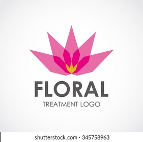 Floral treatment beauty abstract vector and logo design or template woman business icon of company identity symbol concept