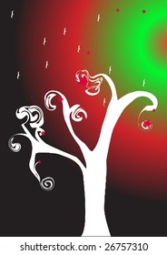 floral tree background vector