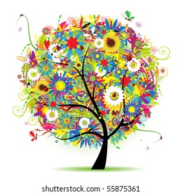 Floral tree beautiful, summer