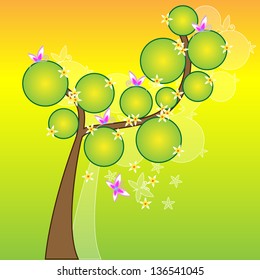 Floral tree and butterfly