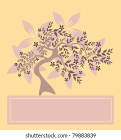 floral tree invitation for life events with place for text, in soft pink brown colors