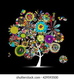 Floral tree, sketch for your design