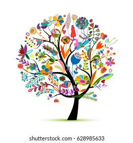 Floral tree, sketch for your design