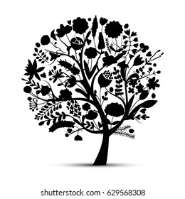 Floral tree, sketch for your design
