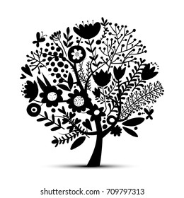 Floral tree, sketch for your design