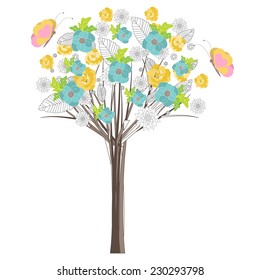 floral tree. vector