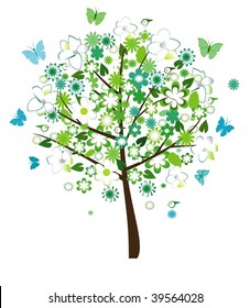 floral tree vector