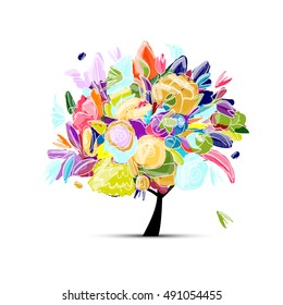 Floral tree for your design. Vector illustration