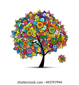 Floral tree for your design. Vector illustration
