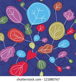 Floral and trees romanti? seamless pattern with heart