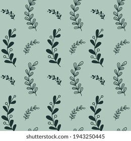 Blumenmuster nahtlose Muster mit Blättern für Tapeten, Grußkarte, Geschenkbox, Stoffdruck. Gartenpflanzen blättern und stems Illustration. Berry-Busch.