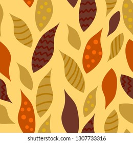 Floral trendy seamless abstract pattern can be used for wallpaper, website background, textile printing. Hand drawn endless vector illustration of leaves. Flora theme. Summer collection.