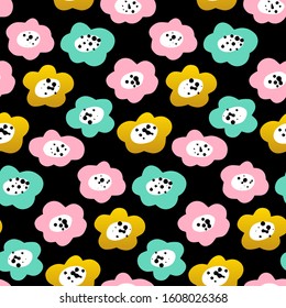 Floral Trendy Seamless Pattern. Vector Illustration of Greeting Background.