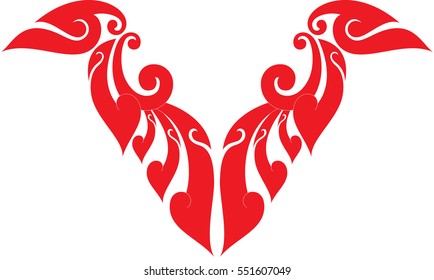 Floral Tribal Wing vector illustration, tattoo, pattern, background, isolated, Southeast Asia Art Design
