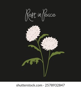 Floral tribute for remembrance and peace with simple white flowers and elegant script