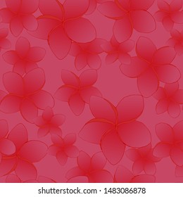  Floral tropic desin seamless pattern. Red frangipani flowers on pink background.Textile design, wallpaper, fabric print. Vector illustration Eps10