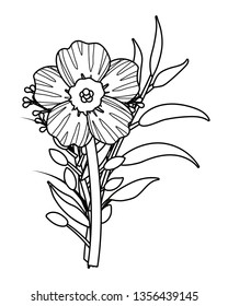 floral tropical cartoon in black and white