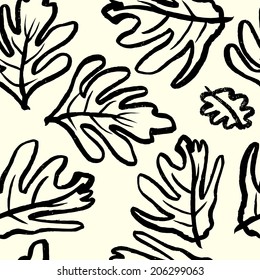 Floral tropical hand-drawn ink vector pattern design