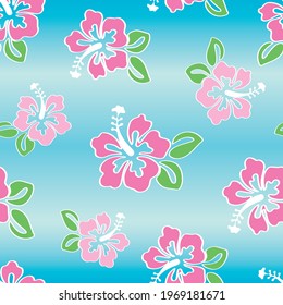 Floral Tropical Hibiscus Flower Hawaii Trendy Seamless Pattern Summer Wallpaper Aesthetic