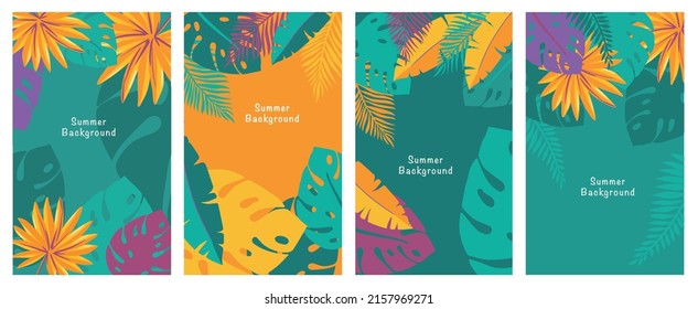 Floral tropical leaves background for mobile. Vector image. 