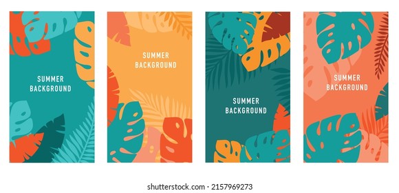 Floral tropical leaves background for mobile. Vector image. 