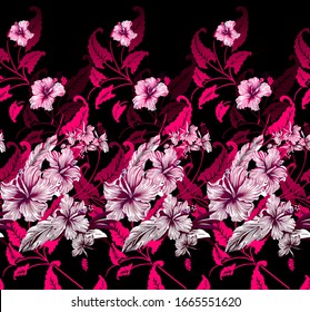 tropische, florale, nahtlose Vektorillustration В к т е н о р ы й р о з  
