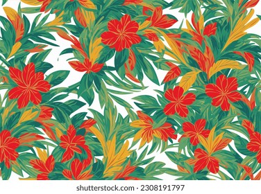 Floral, tropical seamless pattern. Vector illustration