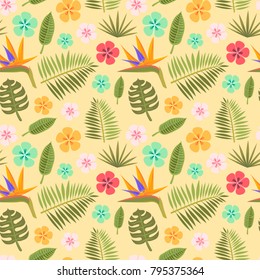 floral tropical vector seamless pattern