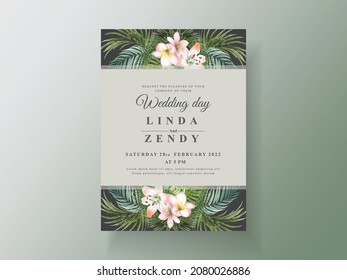 Floral tropical wedding invitation cards