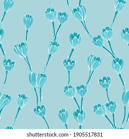 Floral turquoise pattern for fabric in vector.