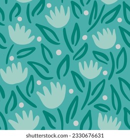 Floral turquoise seamless pattern for fabrics, paper, interior