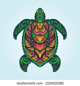 Floral turtle vintage ornament illustration vector illustrations for your work logo, merchandise t-shirt, stickers and label designs, poster, greeting cards advertising business company or brands