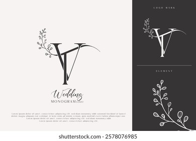 Floral TV VT Wedding Monogram Logo