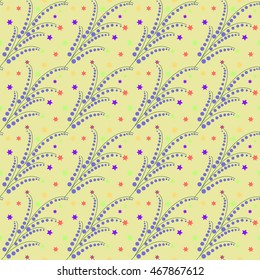 Floral twig abstract seamless pattern. Fashion graphic background design. Modern stylish abstract texture. Colorful template for prints, textiles, wrapping, wallpaper, website etc. VECTOR illustration