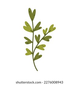 Floral Twig with Green Leaves as Cute Foliage Vector Illustration