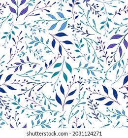 Floral twig seamless pattern design. Cute berry plants wallpaper. Fabric fashion print. Decorative stalk twig branches pattern background. Ecology ornament.
