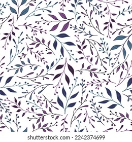 Vector de patrón sin fisuras de rampa floral. Papel tapizado de hierbas exóticas. Impresión de moda de tela. Fondo del patrón de ramas de ramitas de hierba orgánica. Ornamento ecológico.