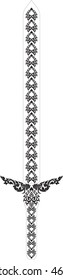 floral twins dragon head monster face Sword vector / Laos style design