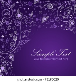 Floral twirl postcard. Vector, easily editable. You may add your text