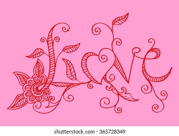 Floral type design. Hand drawing illustration.