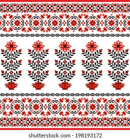 floral Ukrainian ornament on white background 