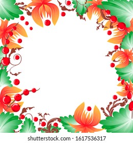 Floral ukrainian vector image. Flower in the style of Petrykivka painting. Isolated element for design.