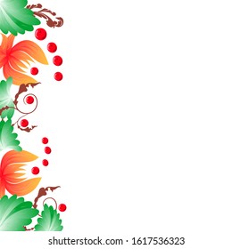 Floral ukrainian vector image. Flower in the style of Petrykivka painting. Isolated element for design.