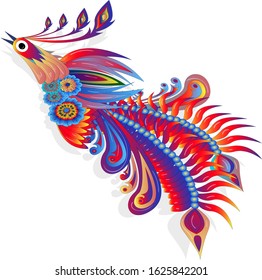 Floral ukrainian vector image. Flower in the style of Petrykivka painting. Isolated element for design.