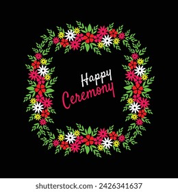 Floral unique border design template , floral frame with happy ceremony