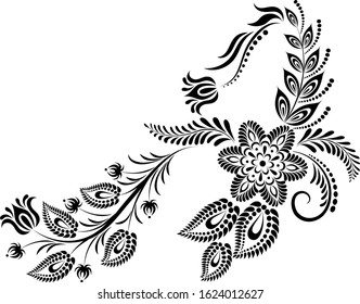 Floral uppercase letter A monogram. Vector illustration design.